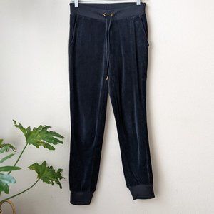 Y2K Juicy Couture Velour Black Joggers Drawstring XS
